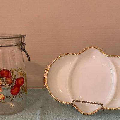 Fire-King Divided Dish & Spice Of Life Canister