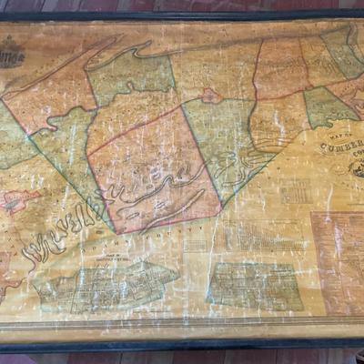 1858 H.F. Bridges Pulldown Map Of Cumberland County