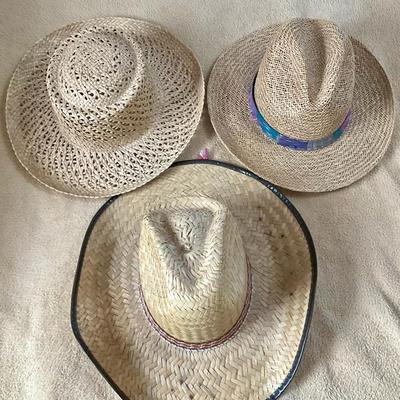 Three Straw Wide Brim Hats