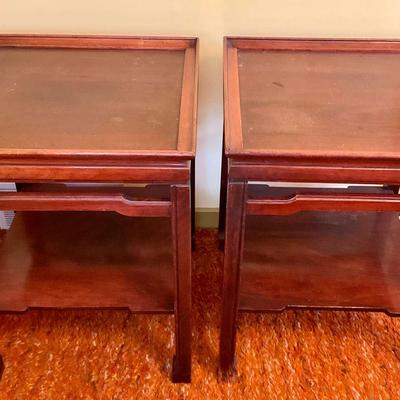 Pair of Matching Dark Wood Side or End Tables