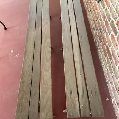 Two Wood Slat Benches 