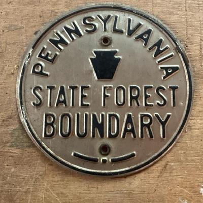 Vintage PA State Forest Metal Boundary Marker