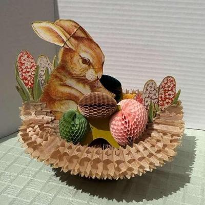 Vintage Honeycomb Easter Basket, Some Damage 