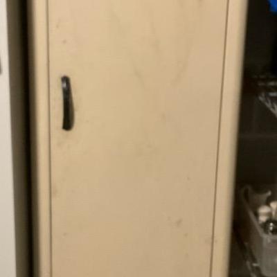 Vintage Off-White Metal Storage Cabinet 