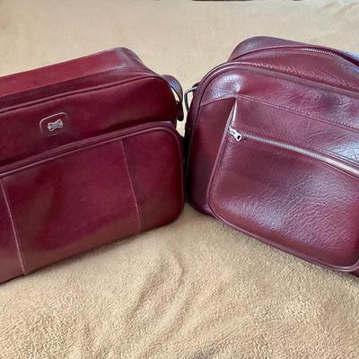 Vintage American Tourist Burgundy Leather Travel Tote Bags
