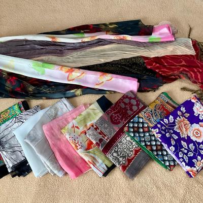 Thirteen Assorted Colorful Scarves