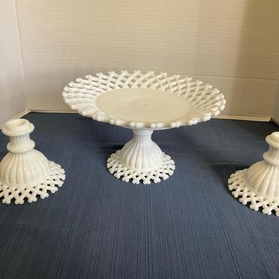 Westmoreland Lattice Edge Milk Glass Set