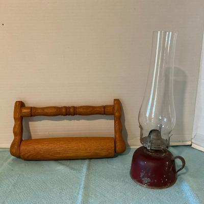PA Dutch Rolling Pin & Kerosene Lamp