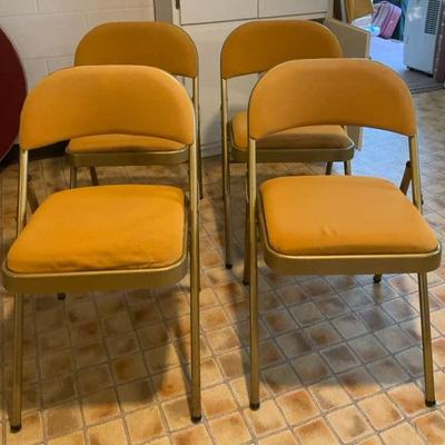 4 Upholstered Metal Folding Chairs