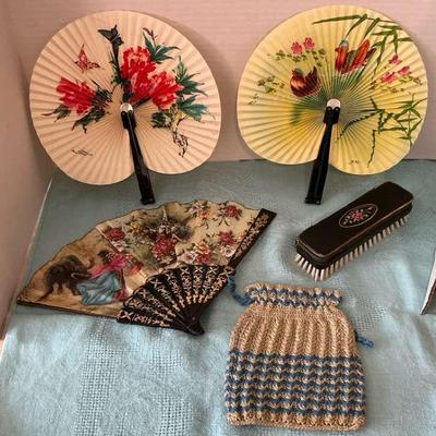 Vintage Ladies Fans, Manicure Set & More