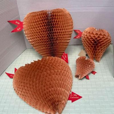 Vintage Honeycomb Heart Decorations