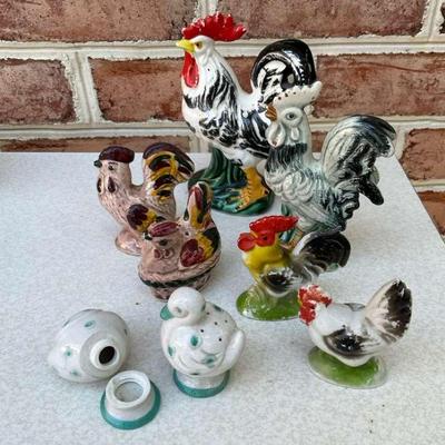 Vintage Rooster Figures & Salt & Pepper Shakers