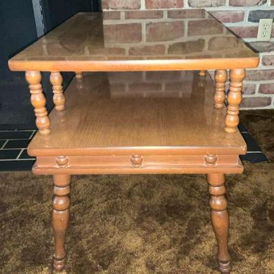 MCM Laminate Wood 2-Tier Side End Table