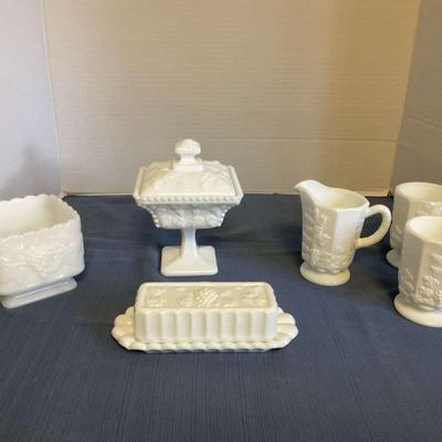 Westmoreland & Anchor Hocking Grape Pattern Milk Glass