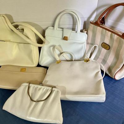 Five Leather Purses & Cotton & One Leather Tote Purse