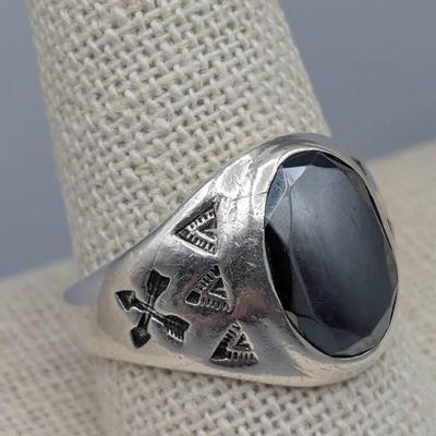 Southwest Sterling and Hematite Ring