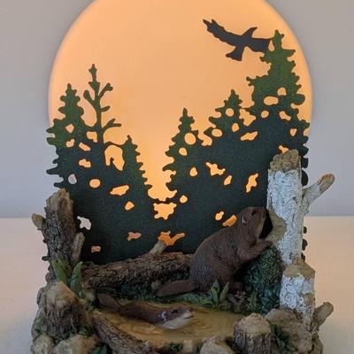 Moonlight Silhouette Beaver Lamp