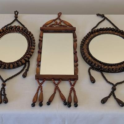 Boho Wooden Beaded Mirrors 