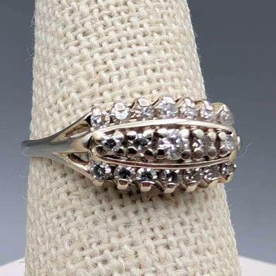 14K White Gold and Diamond Ring