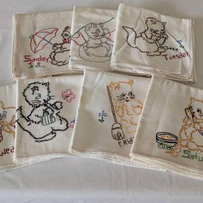 Embroidered Flour Sack Dish Towels 