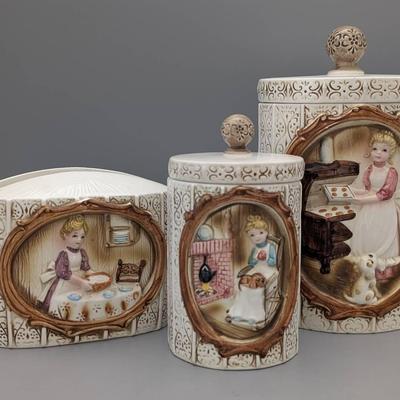 1970's Sears Roebuck Canisters and Napkin Holder 