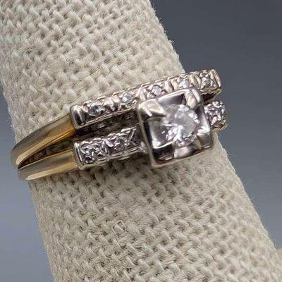 1950's 14K Gold and Diamond Fused Rings