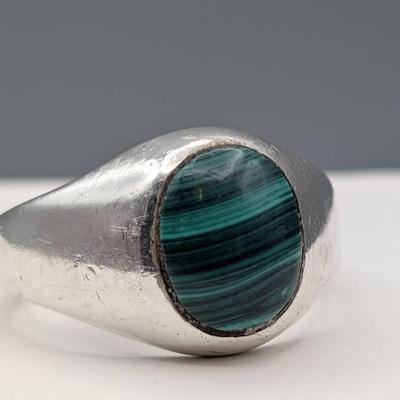 Sterling and Malachite Ring