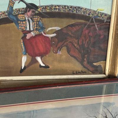 Sale Photo Thumbnail #49: A painting of a matador. 