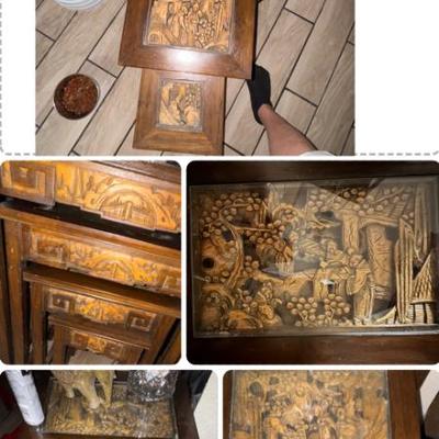 Sale Photo Thumbnail #51: Philippines table hand carved nest style from the 70s.