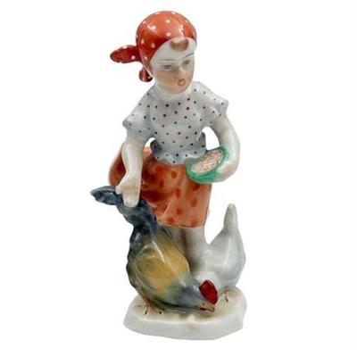 Sale Photo Thumbnail #30: Lot 016-086   
Herend Porcelain Girl Feeding Chicken Figurine