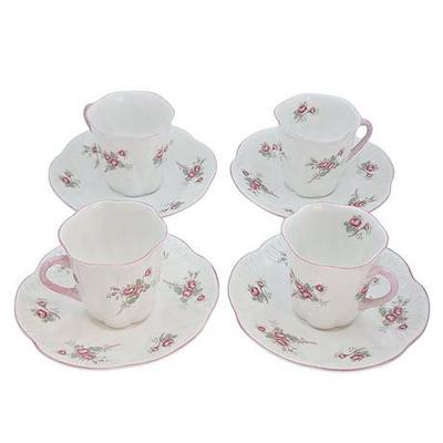 Sale Photo Thumbnail #92: Lot 153   
"Rose Spray" 13545 Shelly English Fine Bone China Teacup & Saucers (Set of 4)
