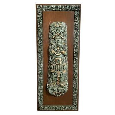 Sale Photo Thumbnail #48: Lot 074   
Mayan Aztec Crushed Malachite Stone Sculpture
