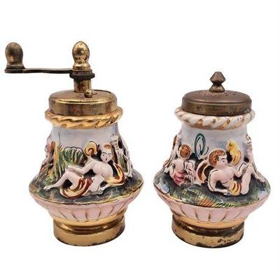 Sale Photo Thumbnail #62: Lot 107   
Capodimonte C.C. Salt Shaker & Pepper Mill Cherubs (set)