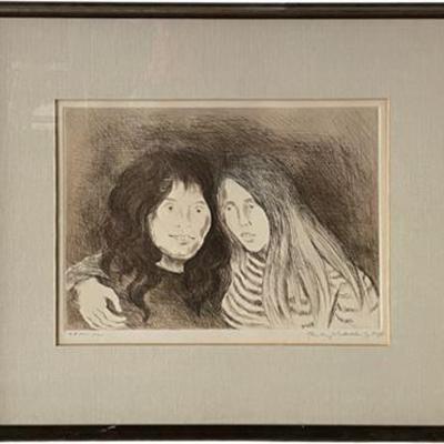 Sale Photo Thumbnail #19: Lot 010-064   
Raphael Soyer "Friends" 1973 Signed Lithograph