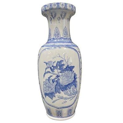 Sale Photo Thumbnail #8: Lot 004 
Asian Inspired Chinoiserie Baluster Floor Vase