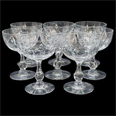 Sale Photo Thumbnail #77: Lot 131 
Crystal Champagne Coupes, Set of 8