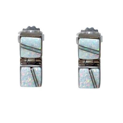 Sale Photo Thumbnail #64: Lot 110  
Navajo Calvin Signed Opal Earrings
