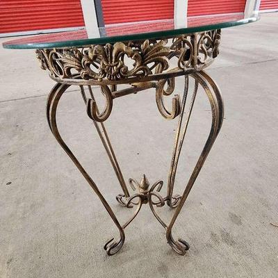Black And Gold Metal Glass Top Small Table 