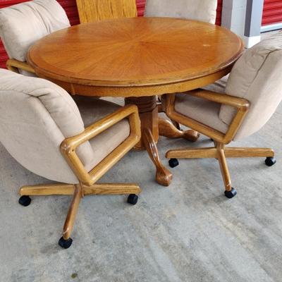 Vintage Dining Table With 4 Chairs and Leaf