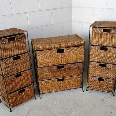 Wicker Drawer Set 3 Pieces