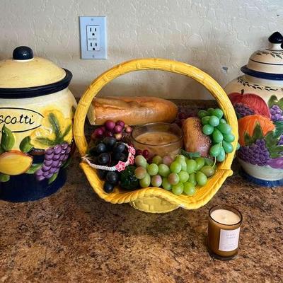 Cookies Jars And Faux Food Basket 