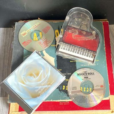Piano Jewelry Box And Collections Of Box Set Records And CDs 