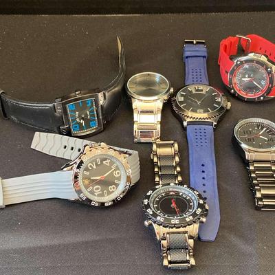 Assortment Of Men’s Watches With Leather, Chain, and Silicone Bands