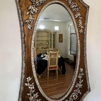 Large Wood And Metal Mirror 