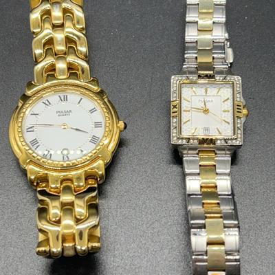 Pulsar New & Old Luxury Women’s Watches - Crystal PXT696 SS & Gold Spiral Case Roman Numerals
