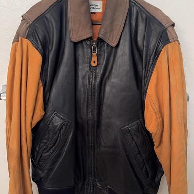 The Leather Warehouse Men’s Leather Bomber Jacket, Large