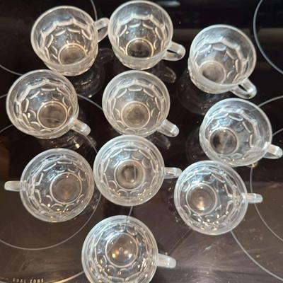 Vintage Punch Cups - Set of 10 Clear Glass with Bubble Pattern