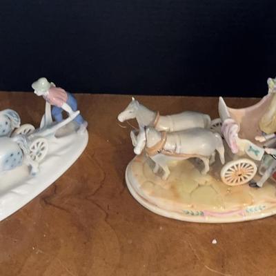 Bone China Horse And Carriage Figures