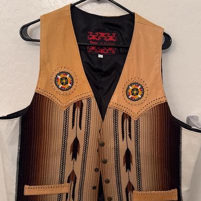 Taos By David Jacob Fabric Native American Vest Size Large