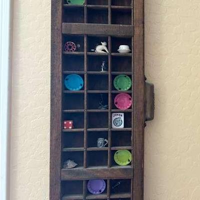 Antique Printers Tray Wall Art With Trinkets